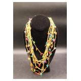 Multicolored Beaded Necklace With Gold-Toned Stran