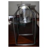 Glass Vessel with Metal Stand, 16-Inch Height