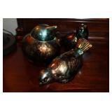 Metallic Ceramic Bird Figurines