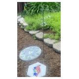 2 Stained Glass Stepping Stones & Flag Hanger