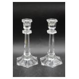 2 Clear Cryal\Glass Candlesticks