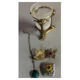 Vintage Jewelry Lot with Glass Holder