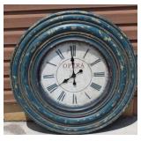 Large Distressed Blue Framed Wall Clock