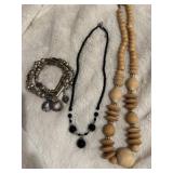 Three Jewelry Pieces: Necklace and Bracelets