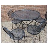 Small Wrought Iron Round Table & 4 Chairs