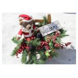 Christmas Santa Bear Decoration with Welcome Sign