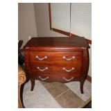 Three-Drawer Bombe-Style Wooden Chest