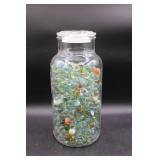 Vintage Marbles in Glass Jar, Some Glow in the Dar