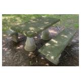 Heavy Ceramic/Stone Picnic Table & 2 Benches