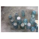 Vintage Blue Glass Mason Jars