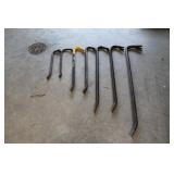 Seven Steel Crowbars in Varied Sizes