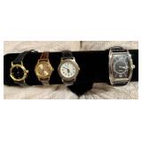 Four Assorted Wristwatches with Leather Straps