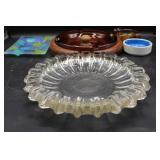 Vintage Glass and Ceramic Ashtrays with Plate Set