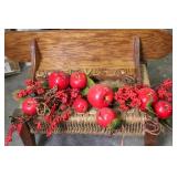 Wooden Bench with Decor and Apple Garland