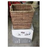 Woven Basket and Whitmor Chrome Shoe Spinner