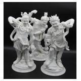 Fitz and Floyd White Porcelain Warrior Statues