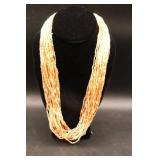 Multistrand Coral and Bead Necklace with Chain Cla
