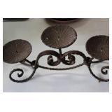 Vintage Three-Arm Wrought Iron Candleholder
