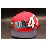 Red and Blue Bobby Hamilton Racing Hat with Number