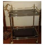 Vintage Gold Colored Metal\Glass Bar Cart