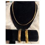 Marked 925 Gold-Tone Necklace and Bracelets