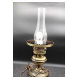 Vintage-Style Brass Table Lamp with Glass Chimney