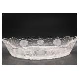 Oval Cut Glass Serving Tray with Floral Motif