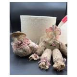 Vintage Wooden Block Doll and Pin Cushion Doll in