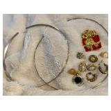 Costume Jewelry Including Brooch and Earrings