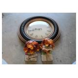 Wall Clock and Two Seated Monkey Figurines Set