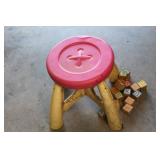 Plastic Stool with Alphabet Blocks