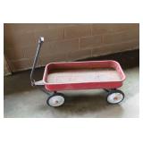 Red Metal Pull Wagon With Four Wheels
