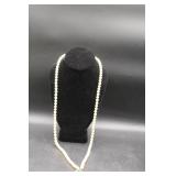 Vintage Pearl Necklace with Green Gemstone Clasp