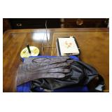 Misc Lot- Masonic Crest Blanket, Leather Gloves++