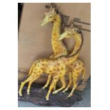 Painted Giraffe Sculpture on Wood Base