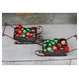 Decorative Metal Sleighs With Ornaments