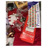 Vintage Christmas Decorations and Ribbons Lot