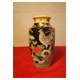 Black Vase with Bird and Nature Design Black Vase with Bird and Nature Design