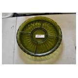 Vtg Green Glass Divided Dish Vtg Green Glass Divided Dish
