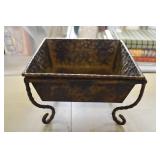 Vtg Metal Square Bowl with Stand Vtg Metal Square Bowl with Stand