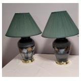 Matching Green Ginger Jar Lamps