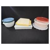 9pcs of plastic & Vtg. Tupperware Storage