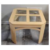 Blonde Side Table w/ 4 Beveled Glass Panels