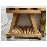 Handmade Wooden Work Table On Casters