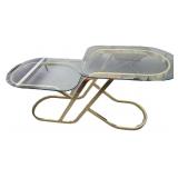 Vntg Glass & Brass 2 Tier Table