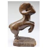 Signed R. Garcia Wooden Ram Sculpture