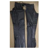 Vtg Open Road Black Leather Chaps