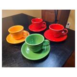 4 Sets of Fiestaware Cups & Saucers