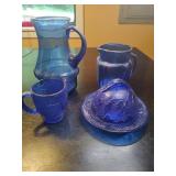 4 Pieces Cobalt Blue Glassware