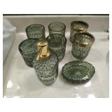2 Green Glass Bathroom Set